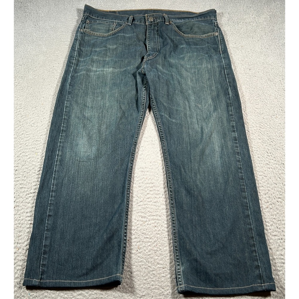 Levi's 505 Jeans Mens 37x24 Blue Denim Cotton Regular Fit Zip Fly Straight Leg